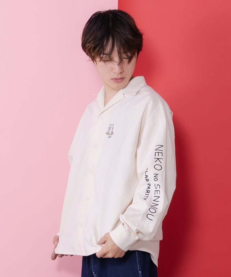 ネコの洗脳×ストライプ柄シャツ-13