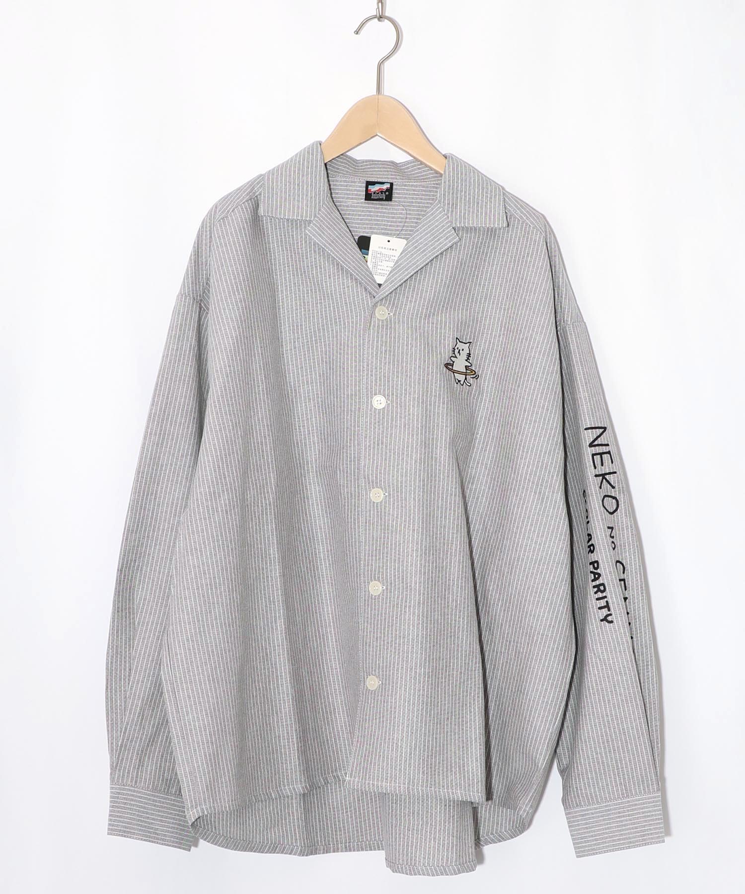 361111：ネコの洗脳×ストライプ柄シャツの通販-ScoLar