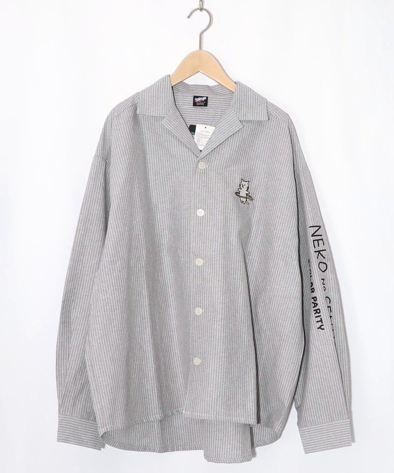 ネコの洗脳×ストライプ柄シャツ-15