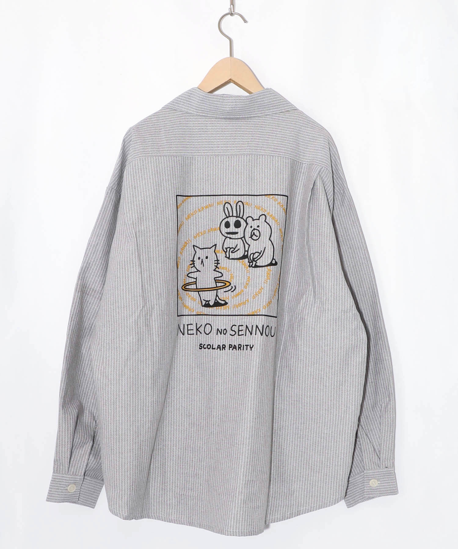 361111：ネコの洗脳×ストライプ柄シャツの通販-ScoLar