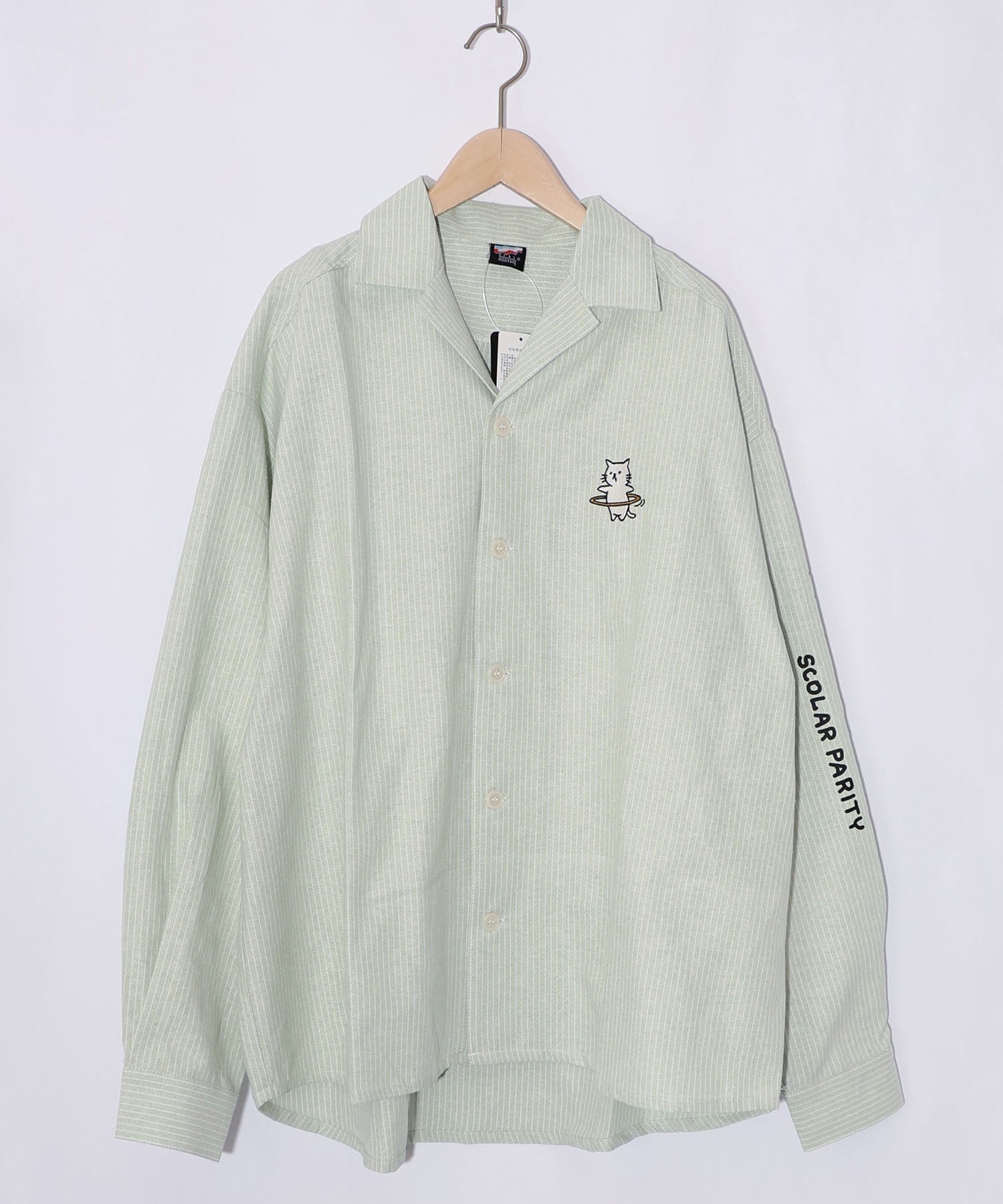 361111：ネコの洗脳×ストライプ柄シャツの通販-ScoLar