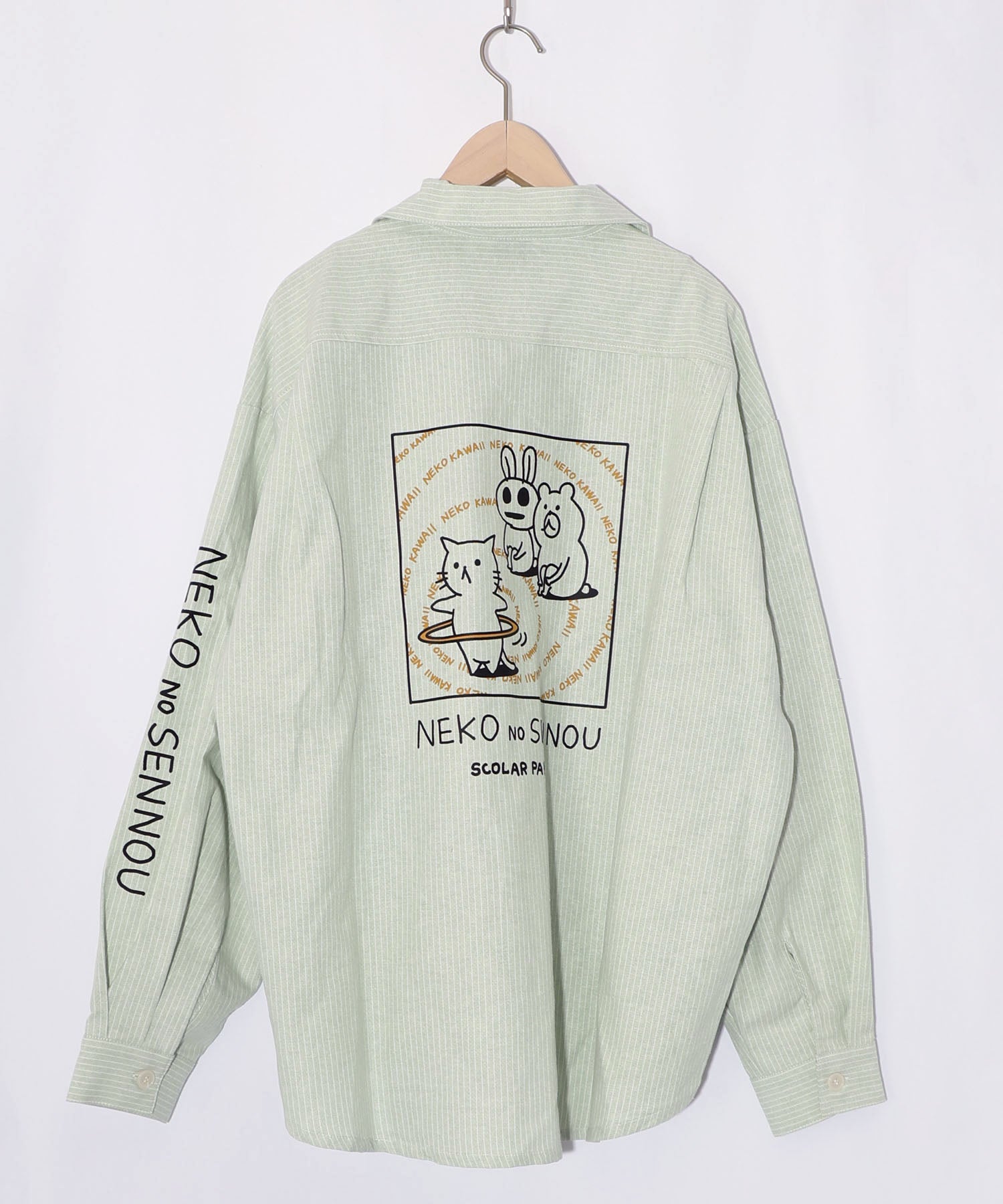 361111：ネコの洗脳×ストライプ柄シャツの通販-ScoLar