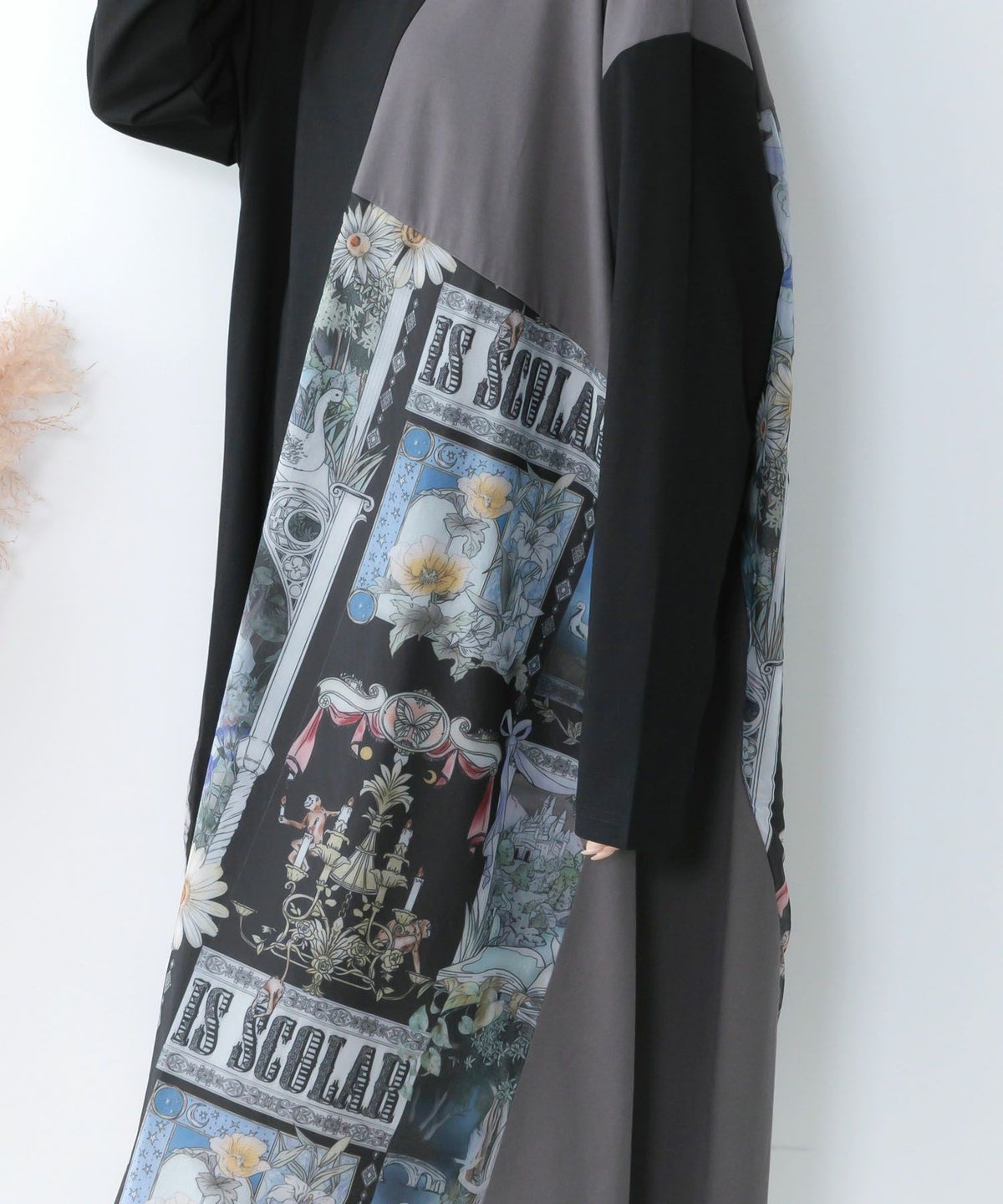 アンティークプリント柄切替ワンピース-8