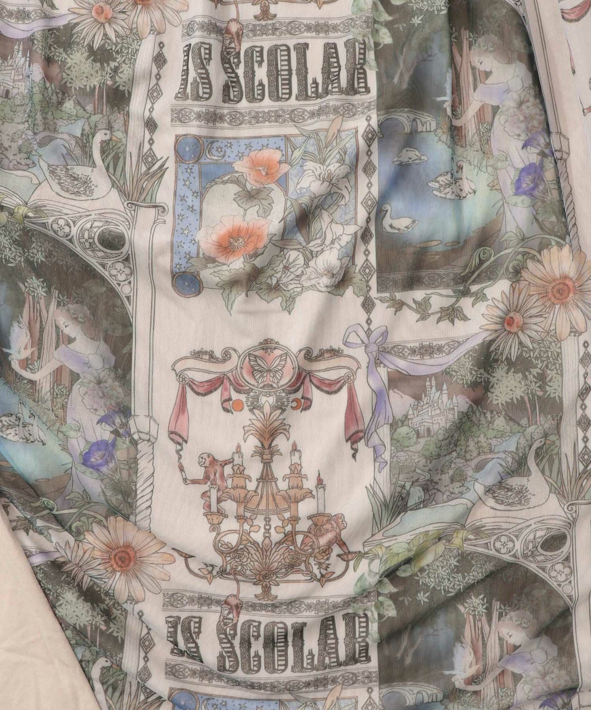 アンティークプリント柄切替ワンピース-13