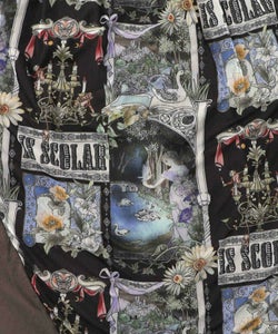 アンティークプリント柄切替ワンピース-16