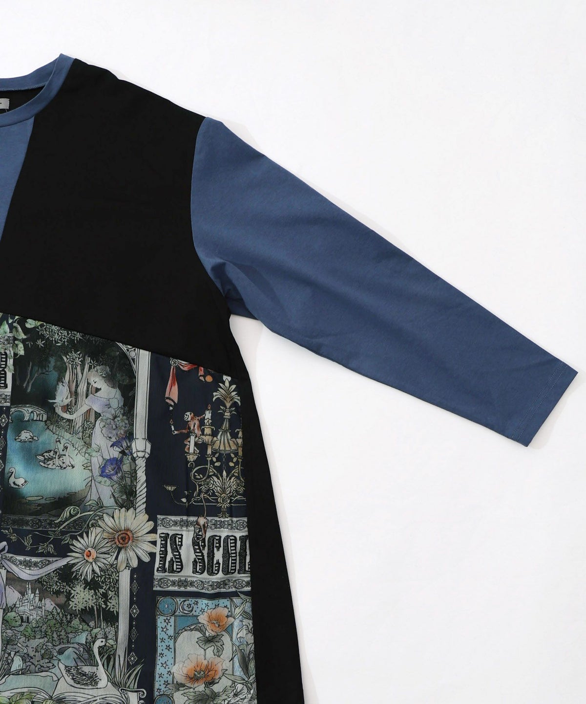 アンティークプリント柄切替ワンピース-21