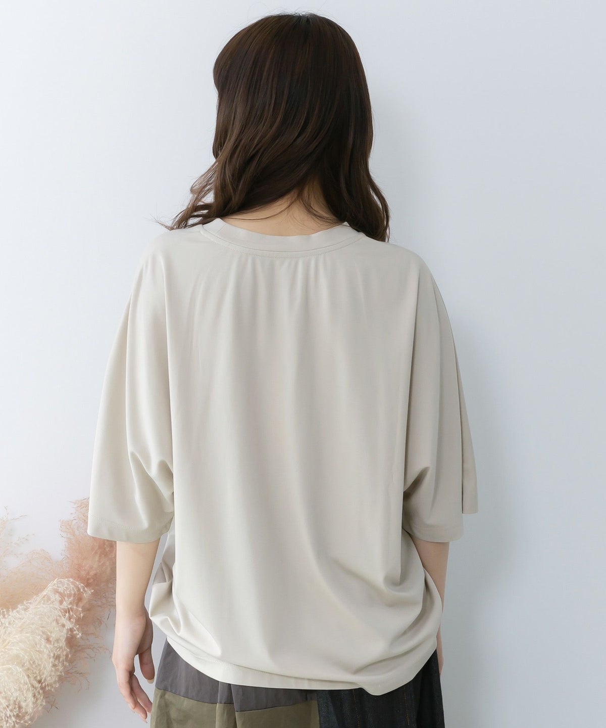 ネコ×作曲刺繍ポンチ生地半袖Tシャツ-5