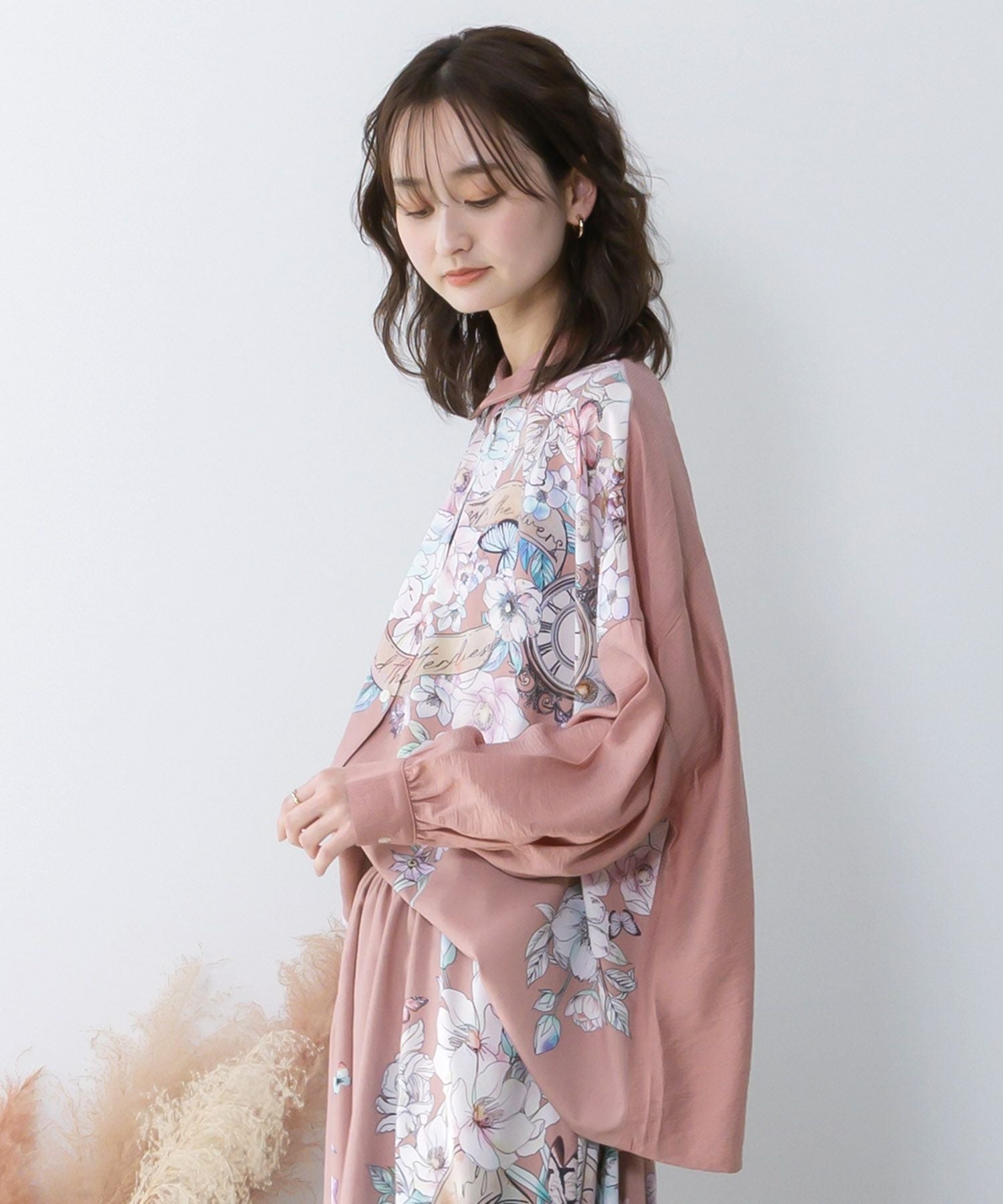 561218：花柄布帛シャツの通販-ScoLar