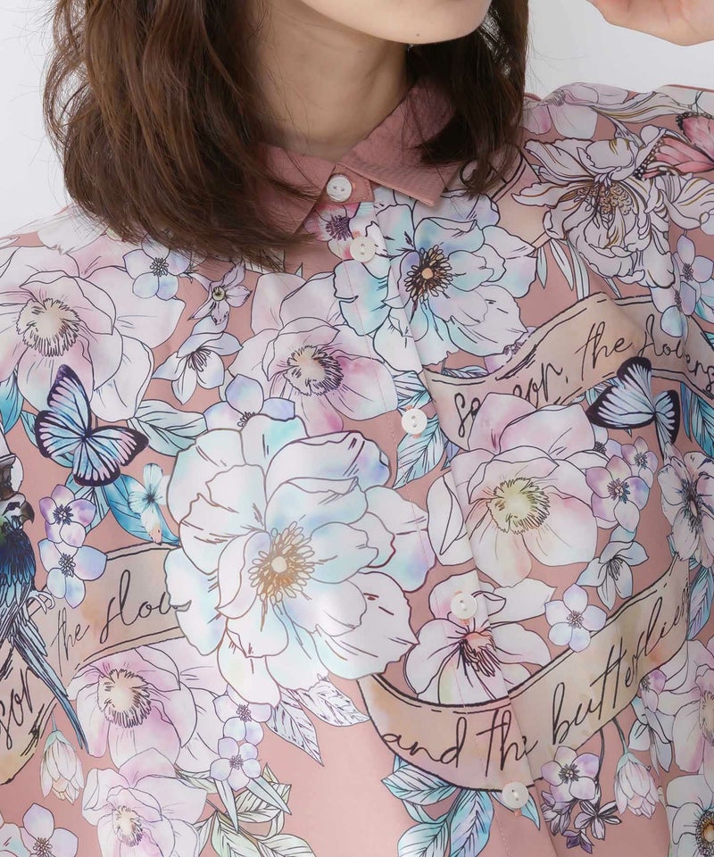 花柄布帛シャツ-7