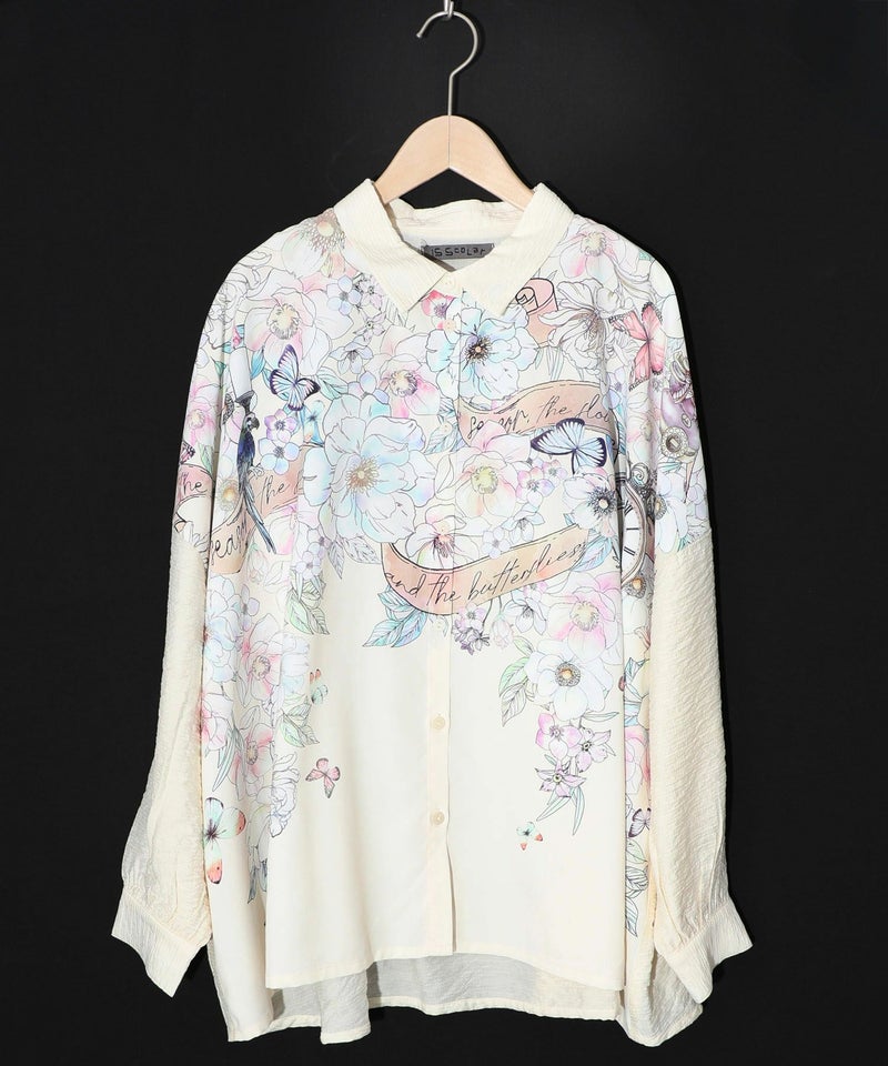 花柄布帛シャツ-9