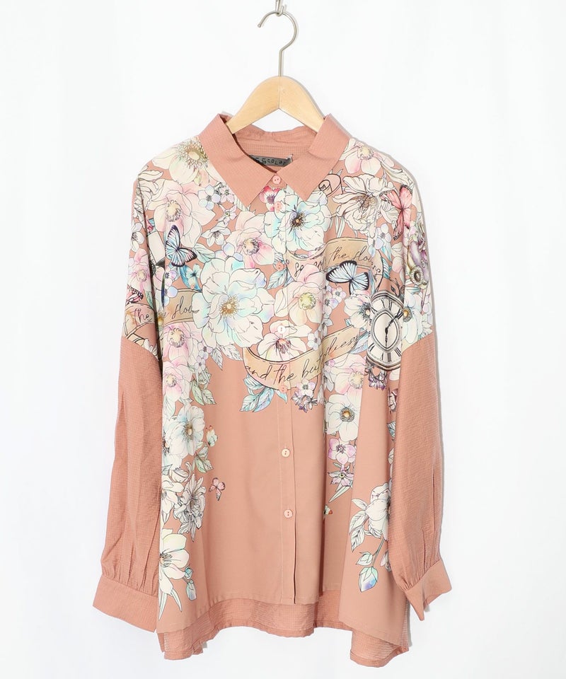 花柄布帛シャツ-15