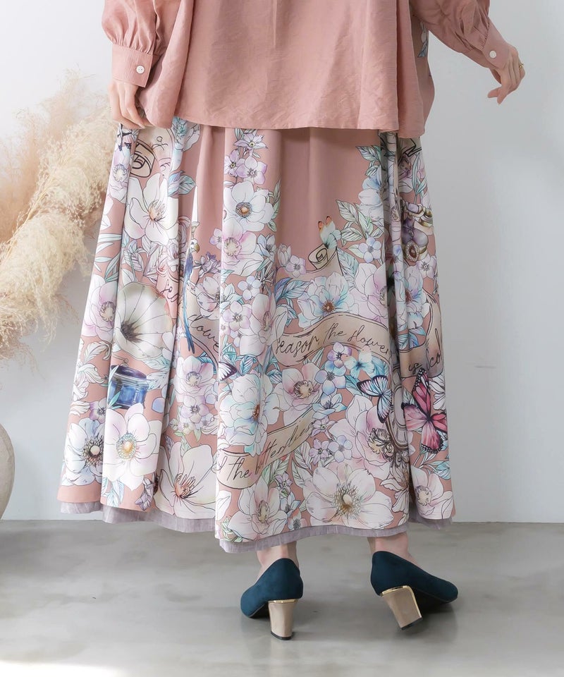 柄布帛×ラメ入りストライプ柄 リバーシブルスカート-5