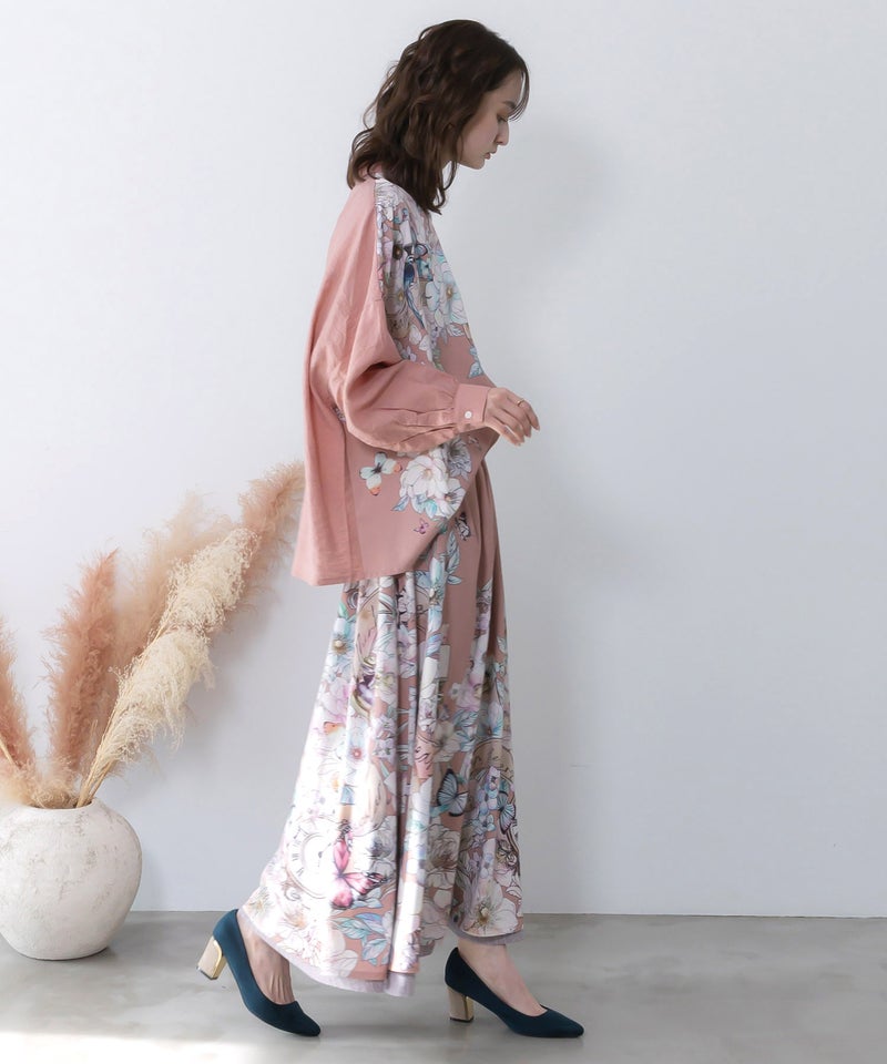 柄布帛×ラメ入りストライプ柄 リバーシブルスカート-6