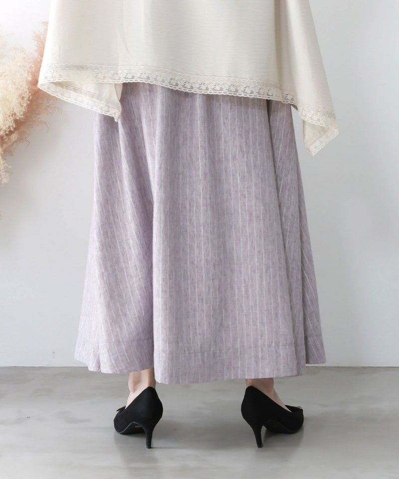 柄布帛×ラメ入りストライプ柄 リバーシブルスカート-12