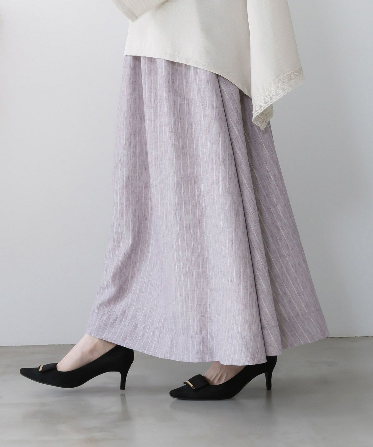 柄布帛×ラメ入りストライプ柄 リバーシブルスカート-13