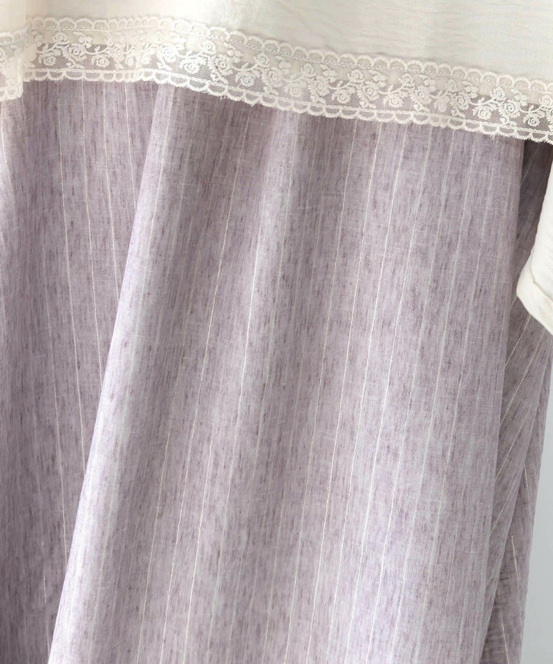 柄布帛×ラメ入りストライプ柄 リバーシブルスカート-14