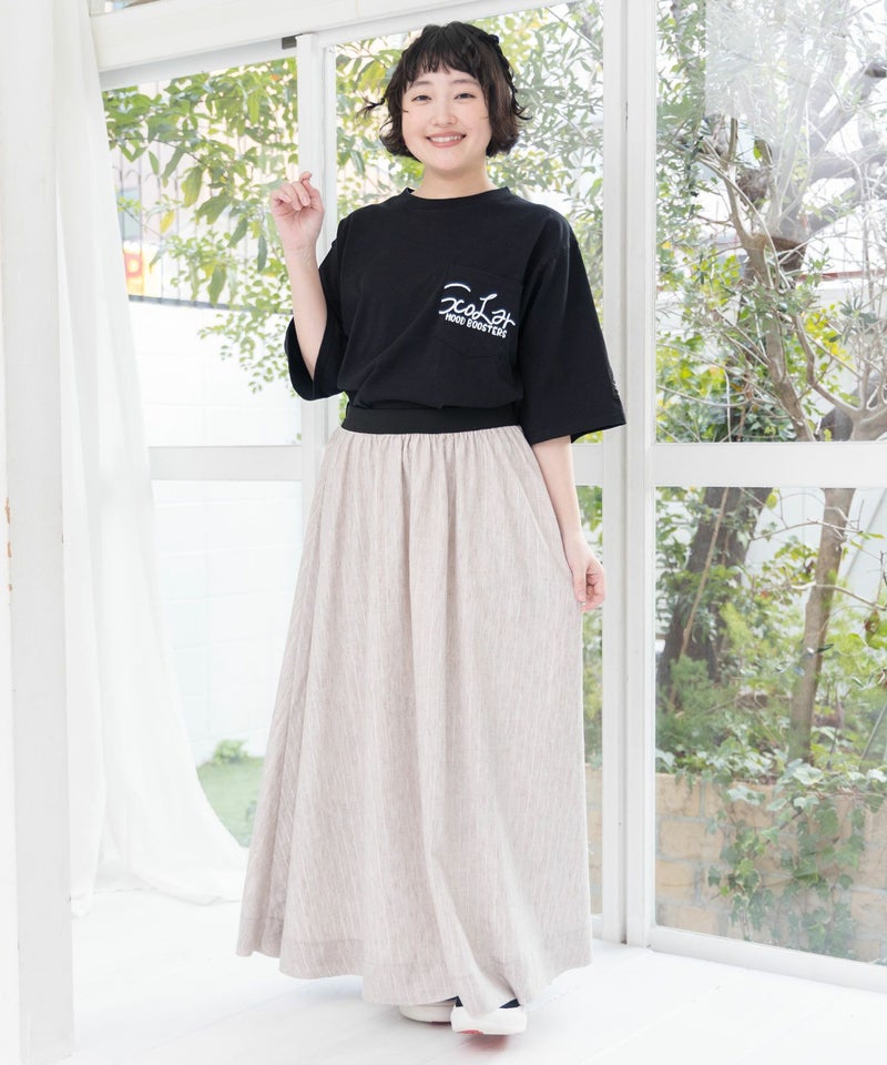 柄布帛×ラメ入りストライプ柄 リバーシブルスカート-15