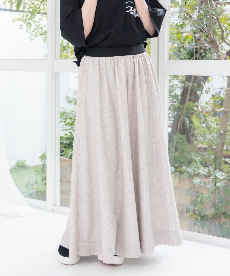 柄布帛×ラメ入りストライプ柄 リバーシブルスカート-16