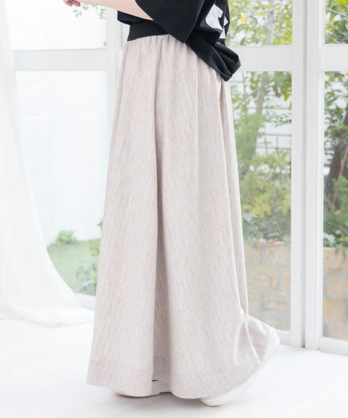 柄布帛×ラメ入りストライプ柄 リバーシブルスカート-17