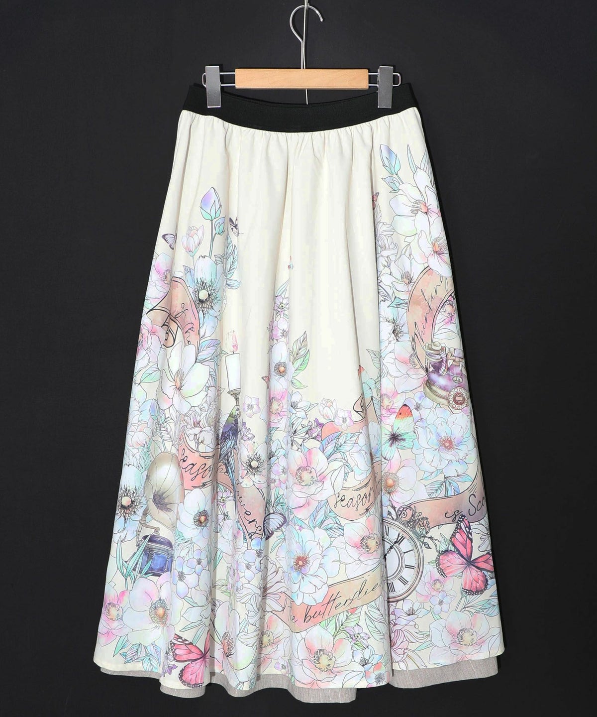 柄布帛×ラメ入りストライプ柄 リバーシブルスカート-20