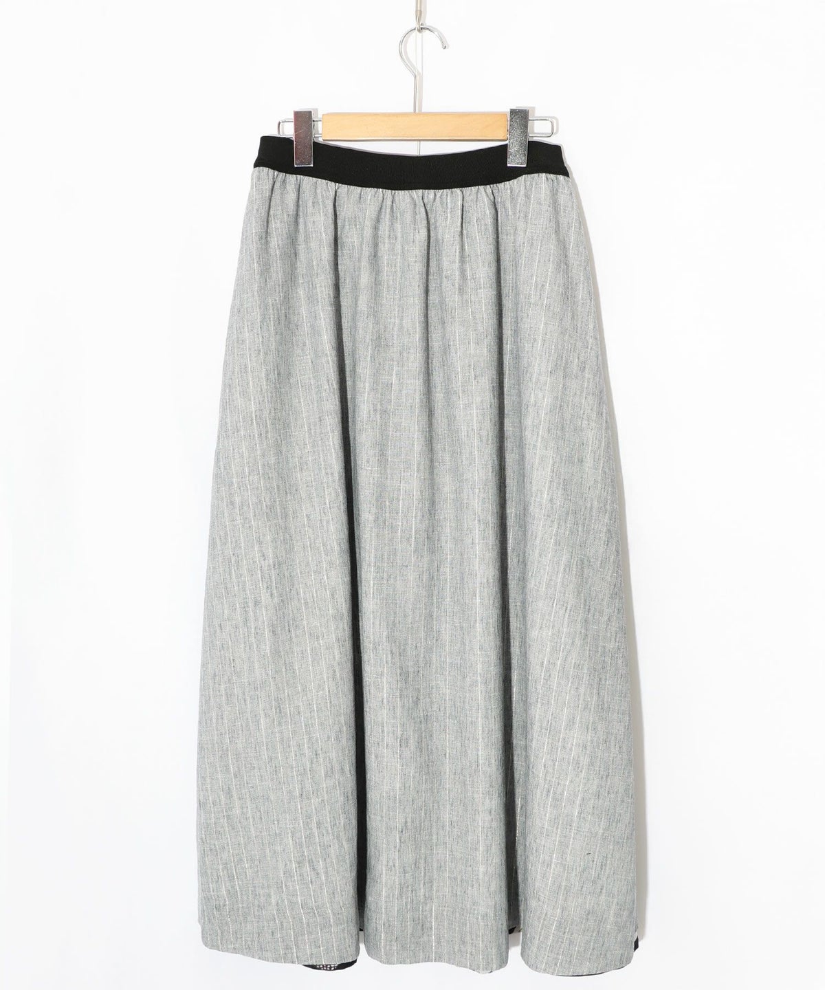 柄布帛×ラメ入りストライプ柄 リバーシブルスカート-25