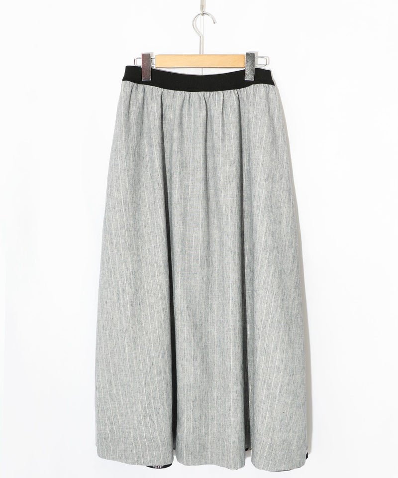 柄布帛×ラメ入りストライプ柄 リバーシブルスカート-25