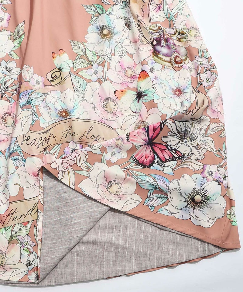 柄布帛×ラメ入りストライプ柄 リバーシブルスカート-34