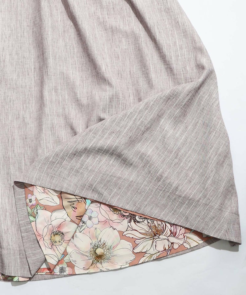 柄布帛×ラメ入りストライプ柄 リバーシブルスカート-35