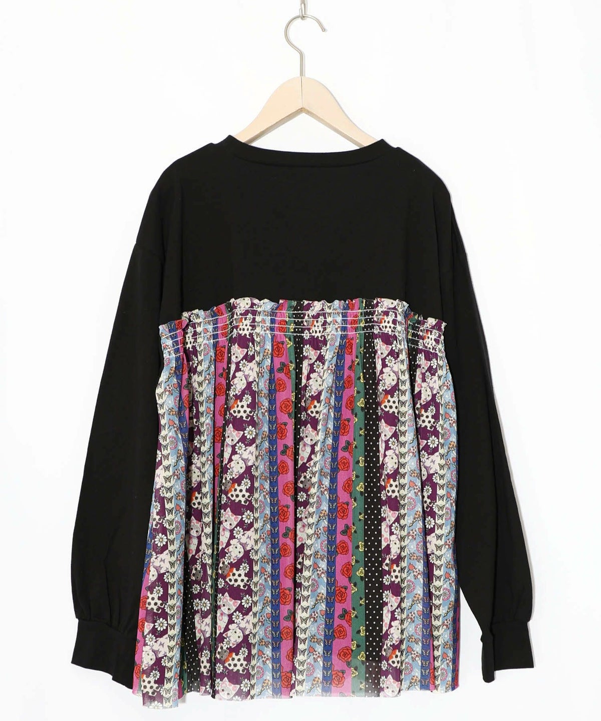 ストライプ総柄ソフトチュール切替プルオーバー-13