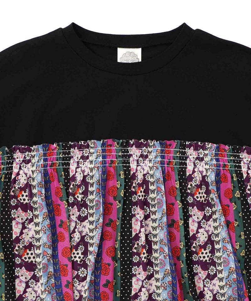 ストライプ総柄ソフトチュール切替プルオーバー-15