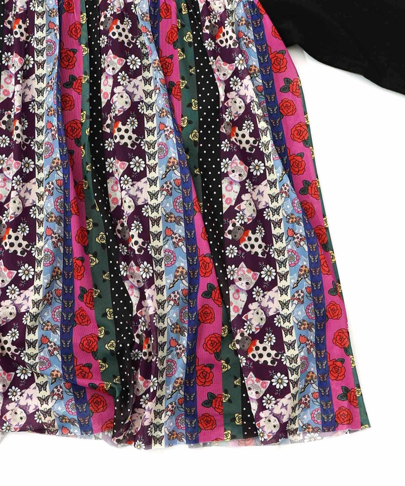 ストライプ総柄ソフトチュール切替プルオーバー-17