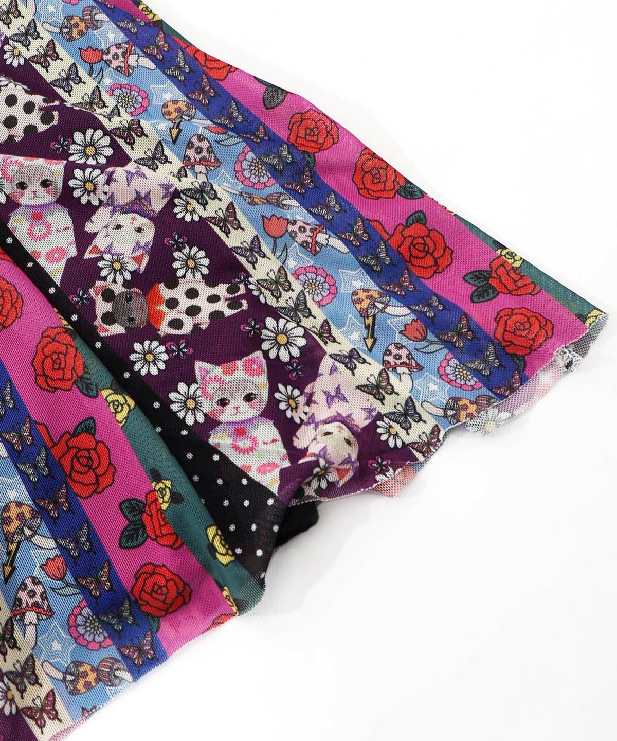 ストライプ総柄ソフトチュール切替プルオーバー-18