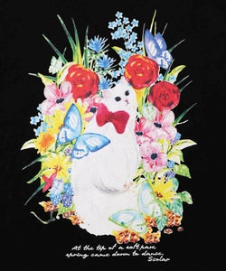 花ネコ柄チュール切替ロングスリーブTシャツ-13