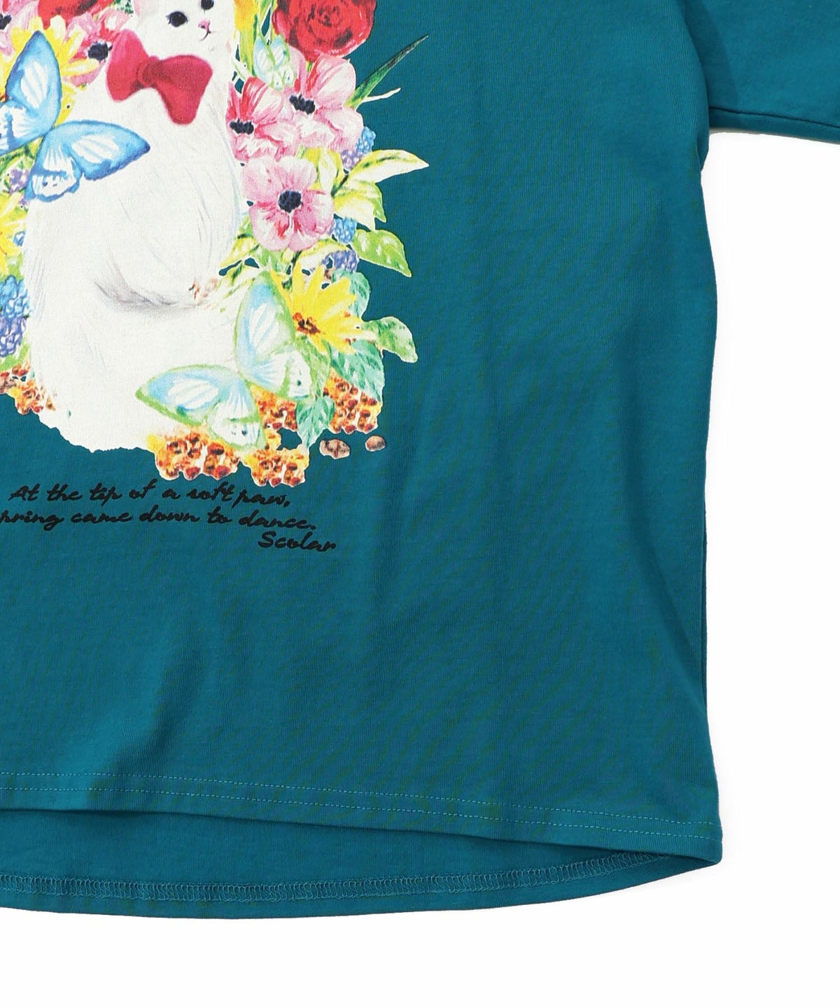 花ネコ柄チュール切替ロングスリーブTシャツ-19