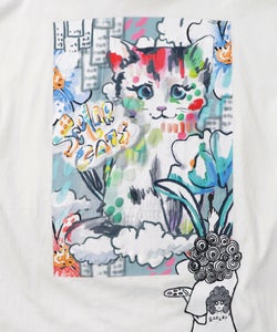 画家スカラーちゃんネコ柄チュール切替チュニック-11