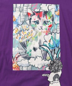 画家スカラーちゃんネコ柄チュール切替チュニック-15