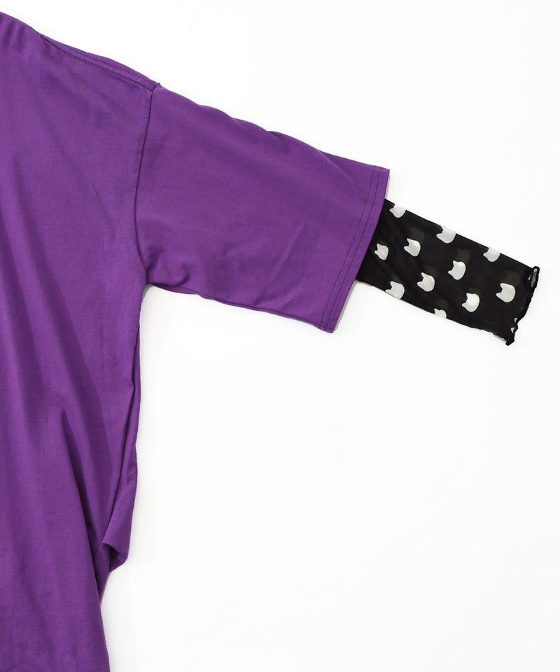 画家スカラーちゃんネコ柄チュール切替チュニック-17