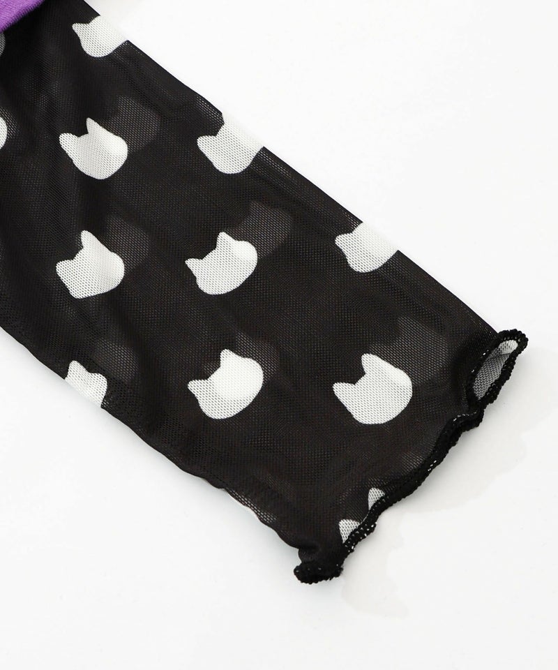 画家スカラーちゃんネコ柄チュール切替チュニック-18