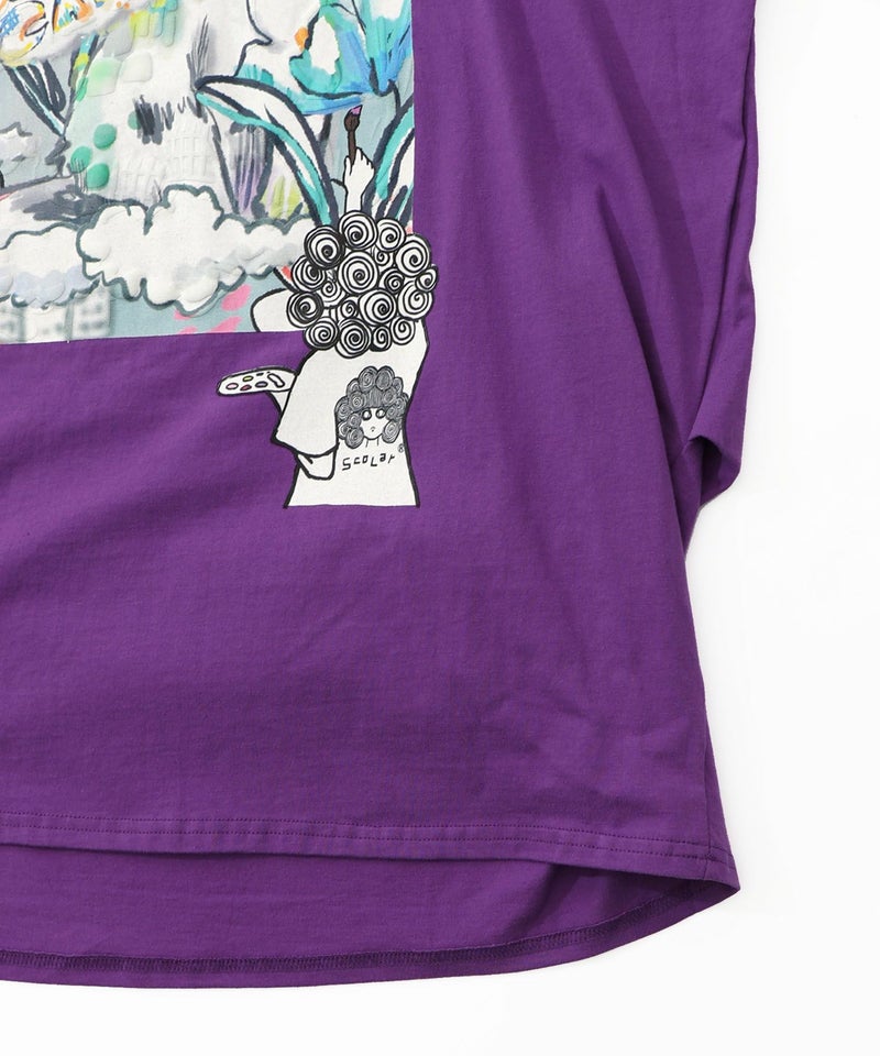 画家スカラーちゃんネコ柄チュール切替チュニック-19