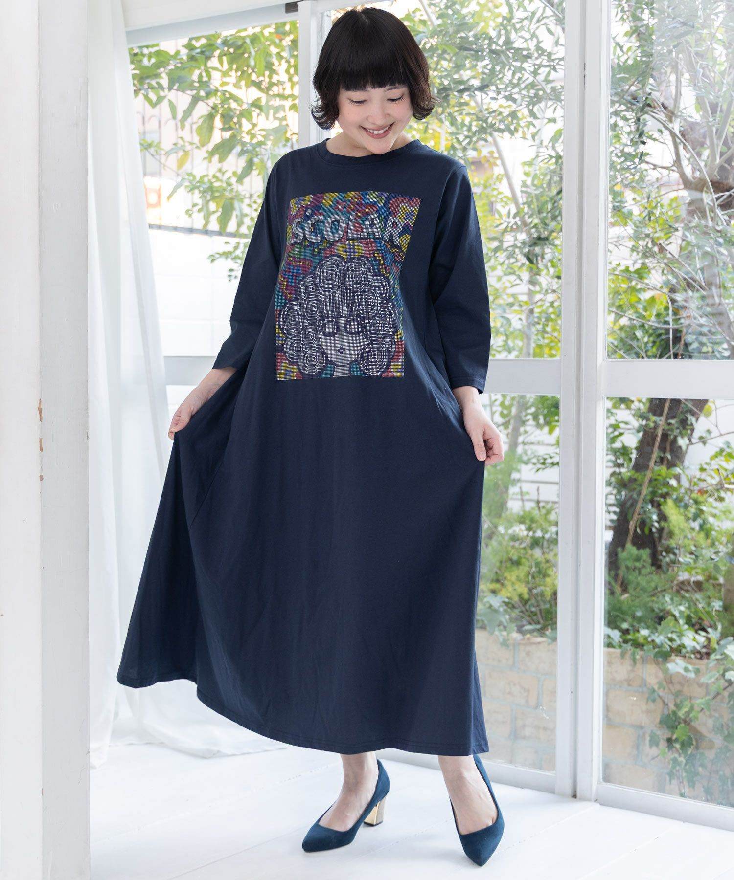 153763：スカラートランプ アップリケ刺繍ワンピースの通販-ScoLar