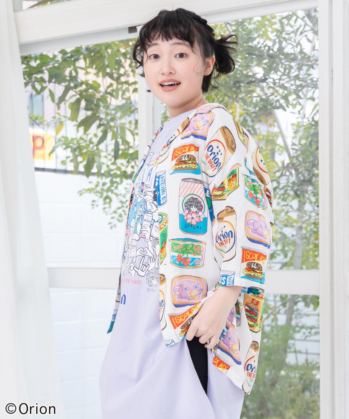 orion×ScoLar トロピカルポップ缶総柄シャツ-3