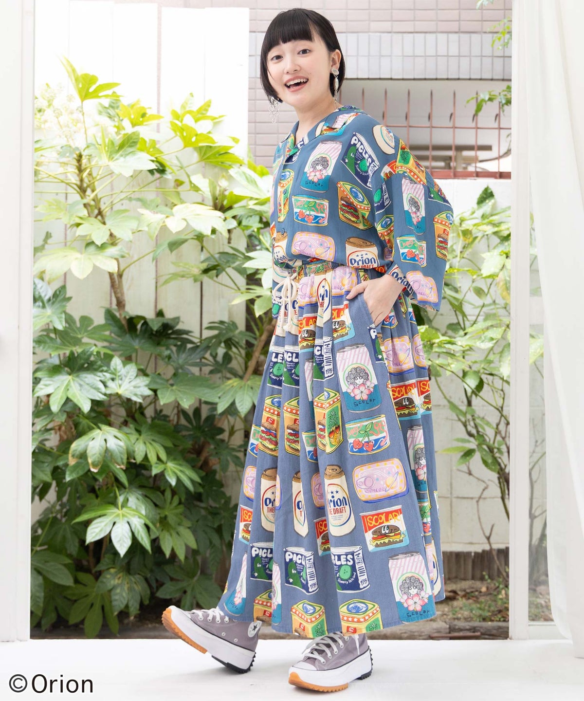 orion×ScoLar トロピカルポップ缶総柄シャツ-4