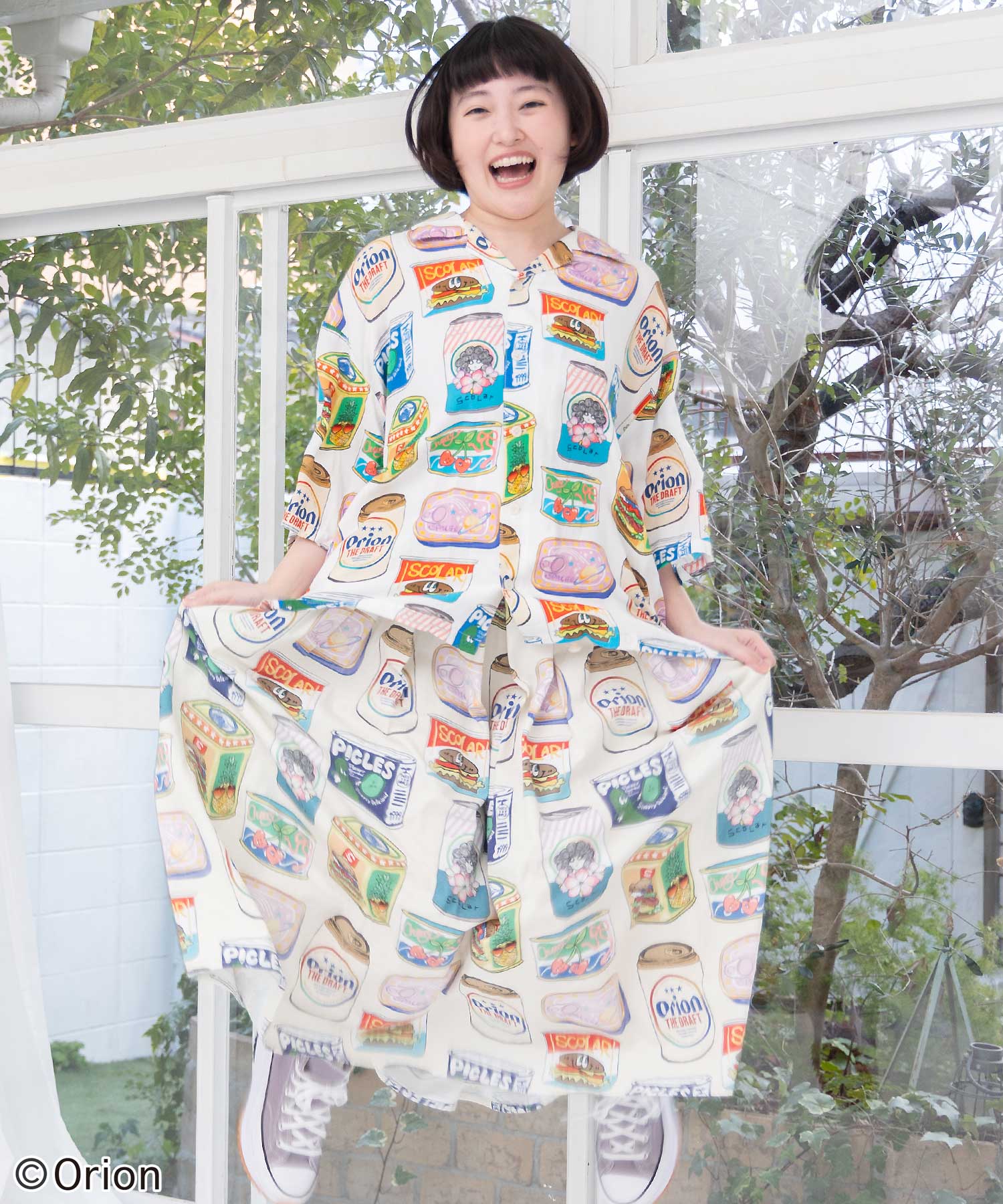 スカラー　161682：orion×ScoLar トロピカルポップ缶総柄シャツ 161682：orion×ScoLar トロピカルポップ缶総柄シャツの通販-ScoLar