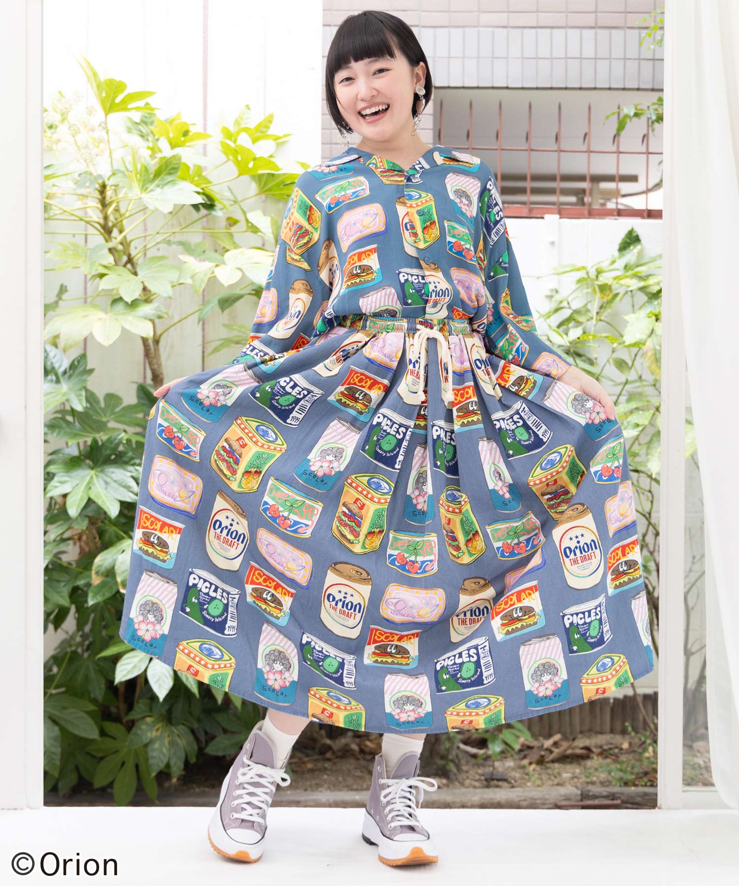 スカラー　161682：orion×ScoLar トロピカルポップ缶総柄シャツ 161682：orion×ScoLar トロピカルポップ缶総柄シャツの通販-ScoLar