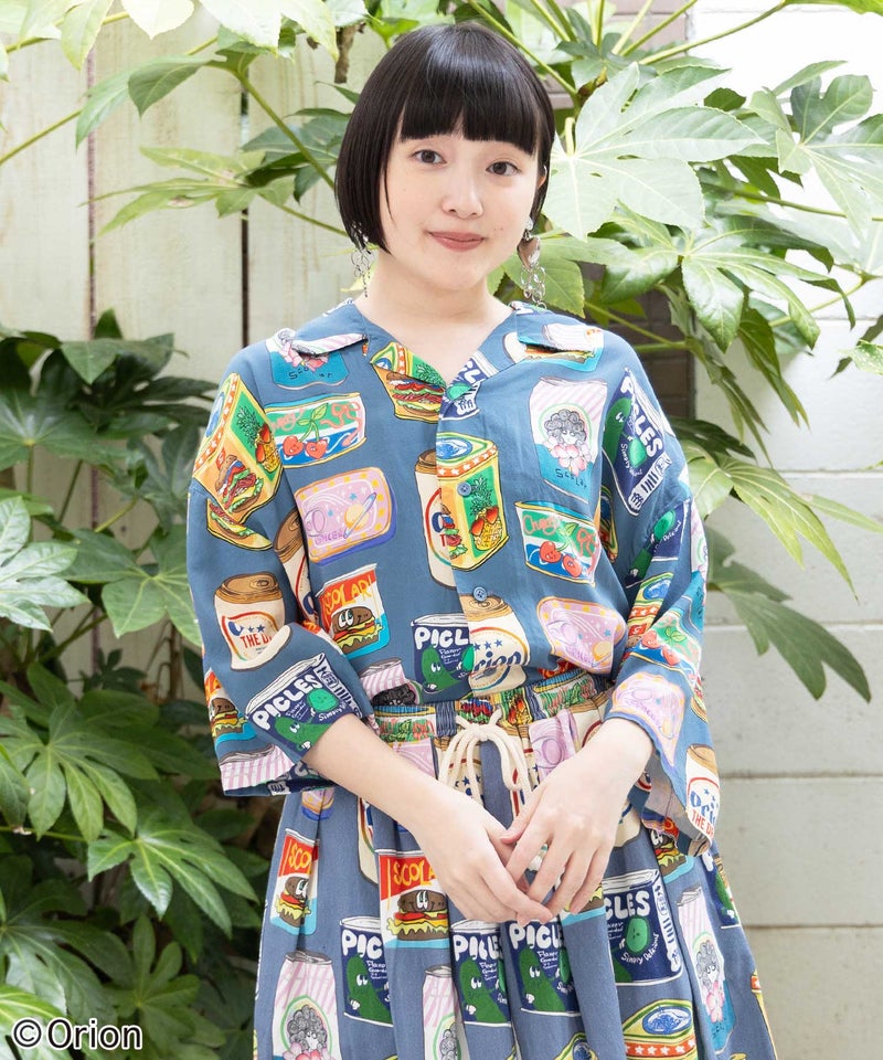 orion×ScoLar トロピカルポップ缶総柄シャツ-10