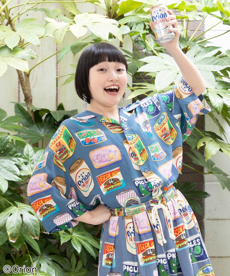 orion×ScoLar トロピカルポップ缶総柄シャツ-17
