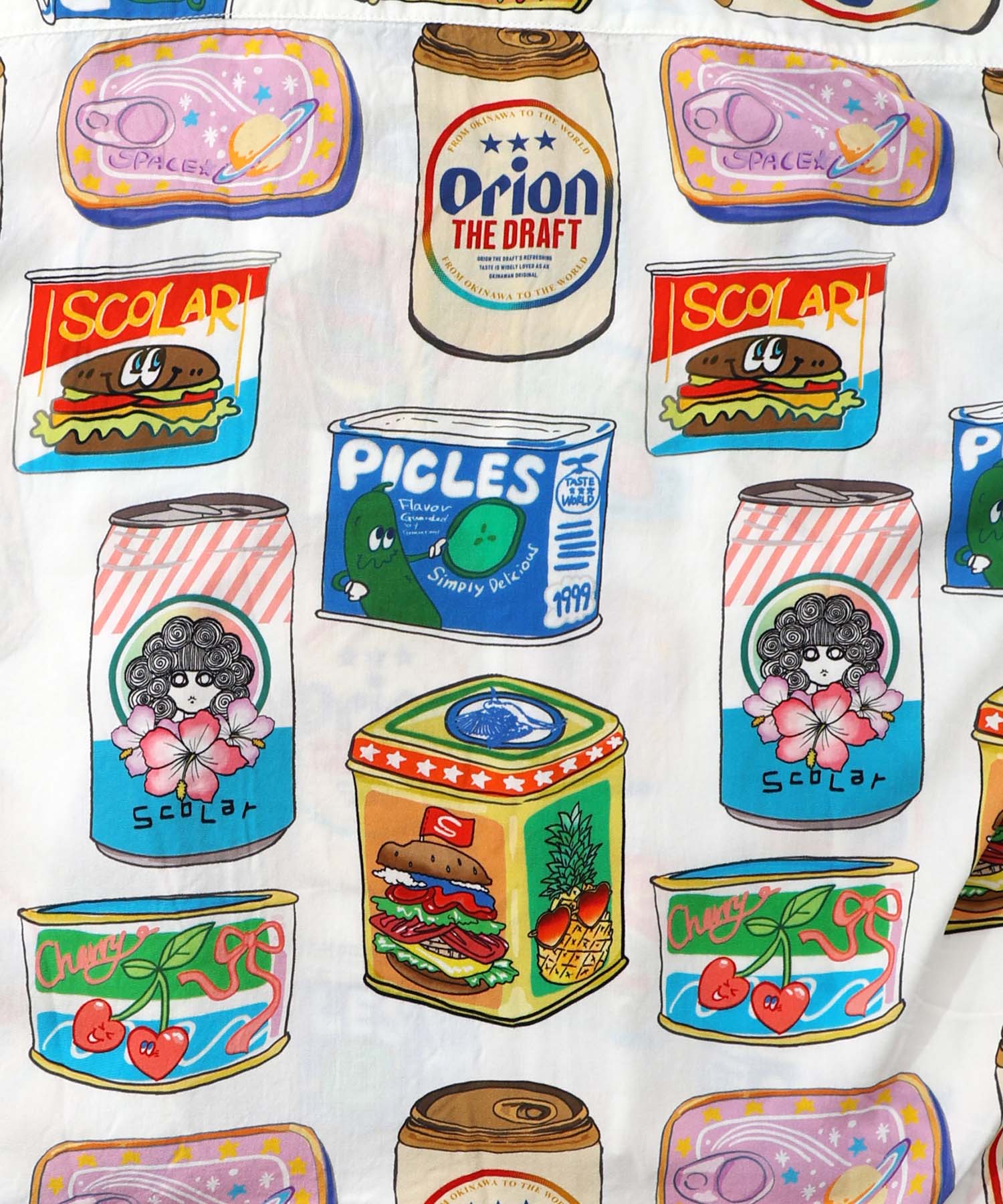 スカラー　161682：orion×ScoLar トロピカルポップ缶総柄シャツ 161682：orion×ScoLar トロピカルポップ缶総柄シャツの通販-ScoLar