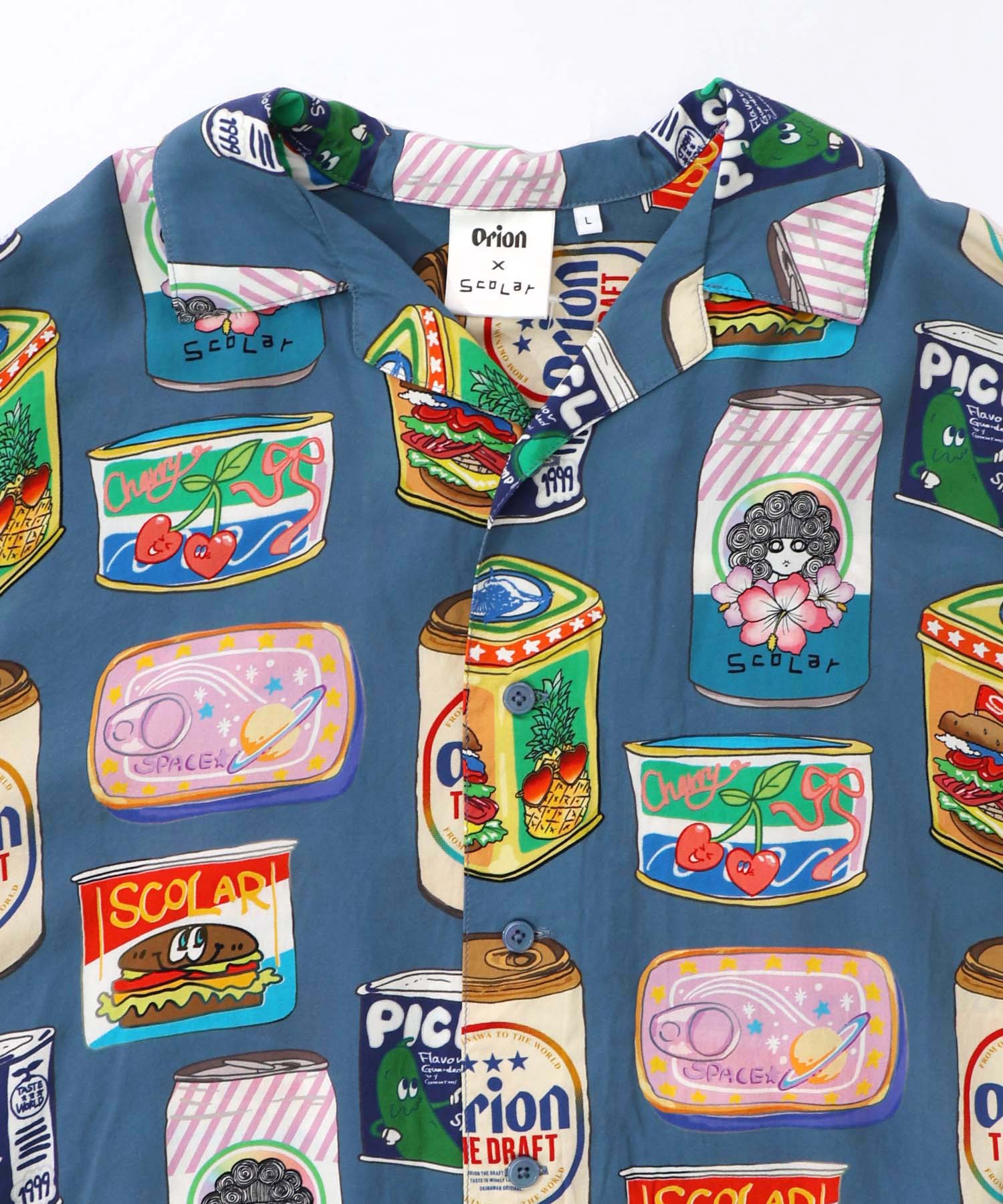 スカラー　161682：orion×ScoLar トロピカルポップ缶総柄シャツ 161682：orion×ScoLar トロピカルポップ缶総柄シャツの通販-ScoLar