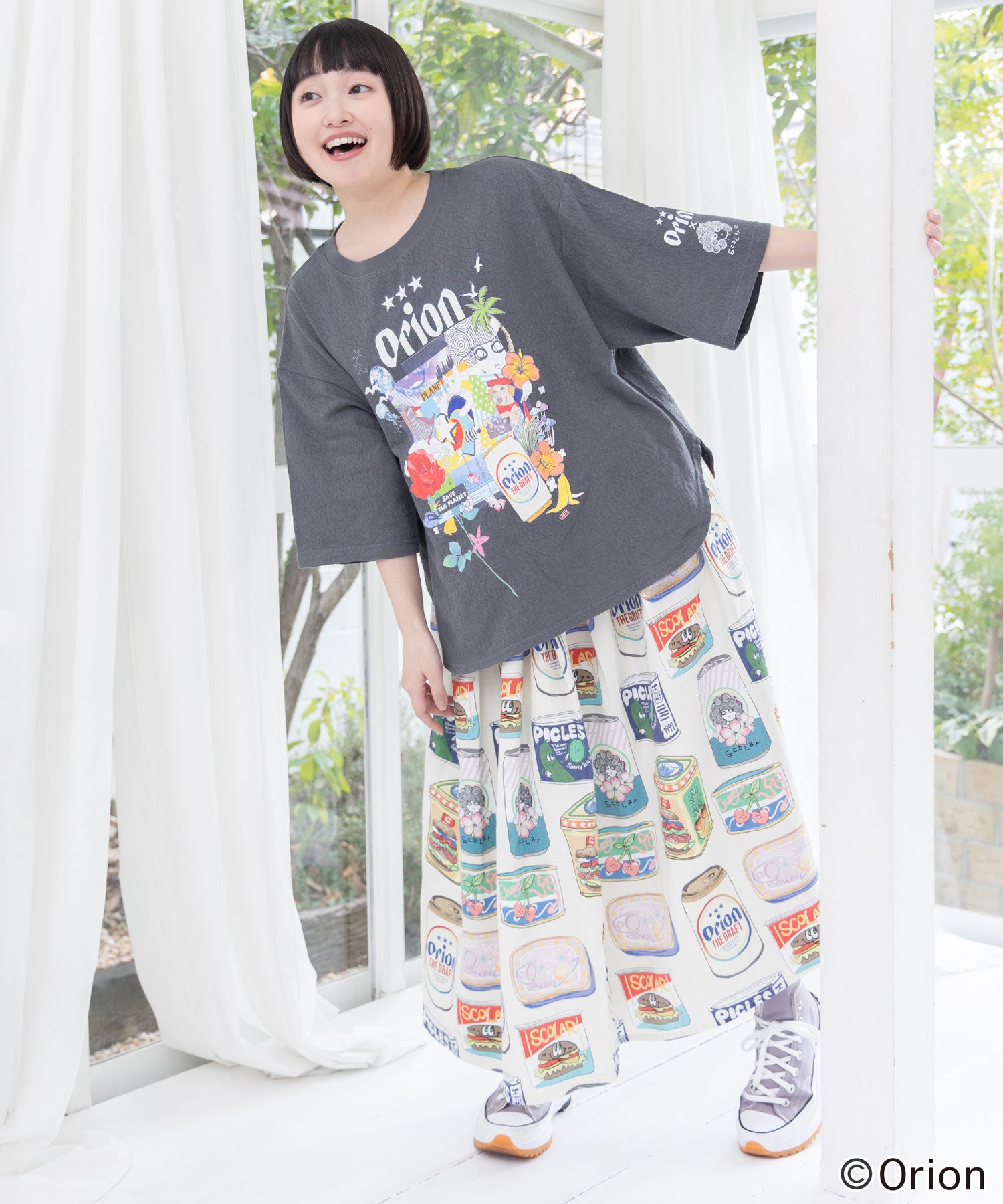 161683：orion×ScoLar トロピカルポップ缶総柄スカートの通販-ScoLar