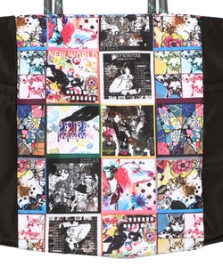 コラージュ総柄 パラコード配色トートバッグ-6